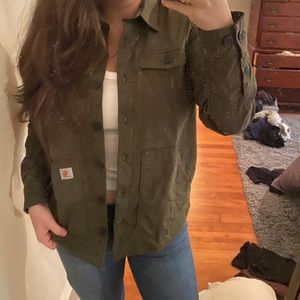 CARHARTT WOMEN'S MIDWEIGHT TWILL JERSEY-LINED LONG SLEEVE SHIRT JACKET NWT